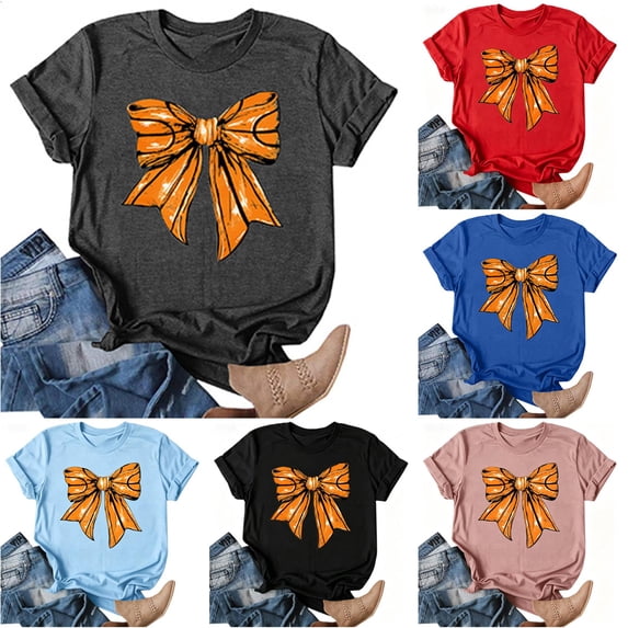 Women's Casual Printed Crew Neck Short Sleeve T-Shirt Soft Breathable Summer Top