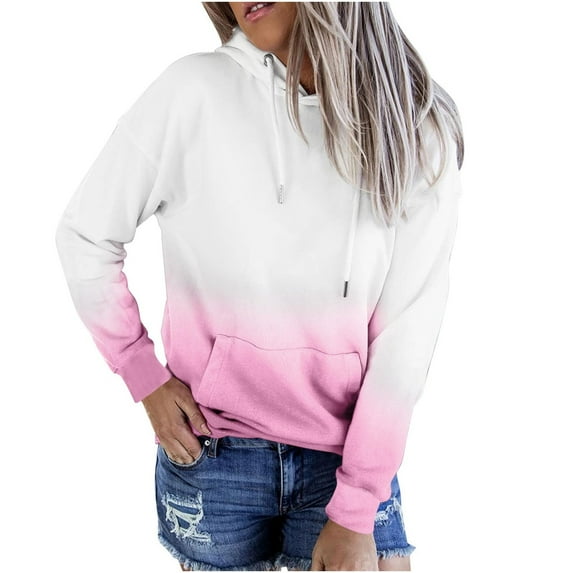 Women's Casual Printed Hoodies Long Sleeve Sweatshirt with Hood Front Pocket Workout Sweatshirt Pullover Shirt Women