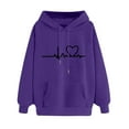 thumbnail image 1 of Women's Casual Printed Long-sleeved Hooded Sweater Sweaters For Women Fall Purple, 1 of 3