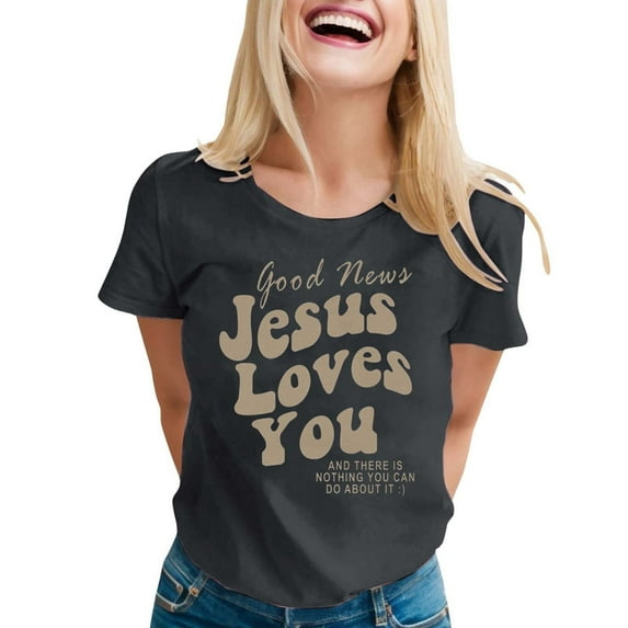 Women's Casual Printed Round Neck Short Sleeve T Shirt, Loose & Flowing, Comfortable, Suitable for Indoor/Outdoor Activities, Sizes S-XXL
