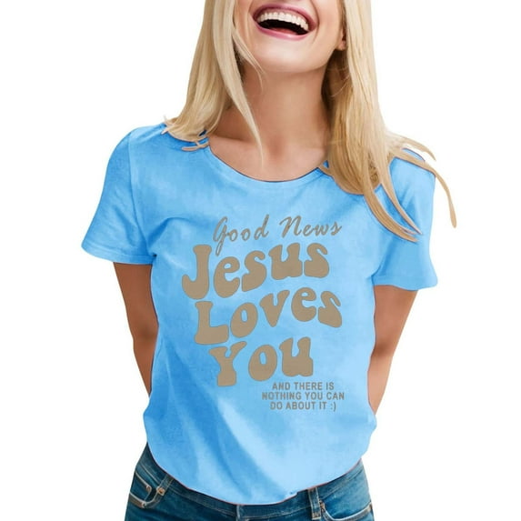 Women's Casual Printed Round Neck Short Sleeve T Shirt, Loose & Flowing, Comfortable, Suitable for Indoor/Outdoor Activities, Sizes S-XXL