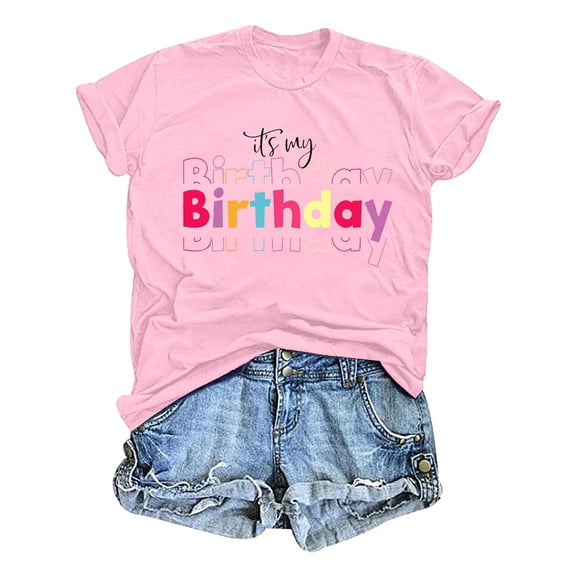 Women's Casual Printed Round Neck Short Sleeve T Shirt Soft, Stretchy, Sizes S XXXL