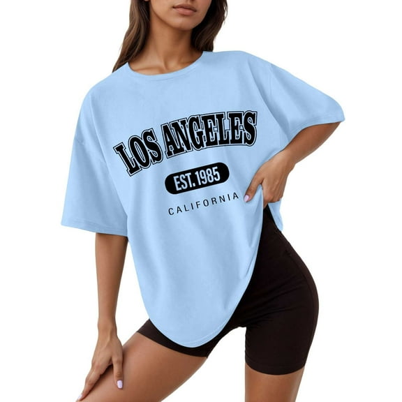 Women's Casual Printed Round Neck Short Sleeved Loose T Shirt - Stylish and Comfortable Summer Tees for Everyday Wear