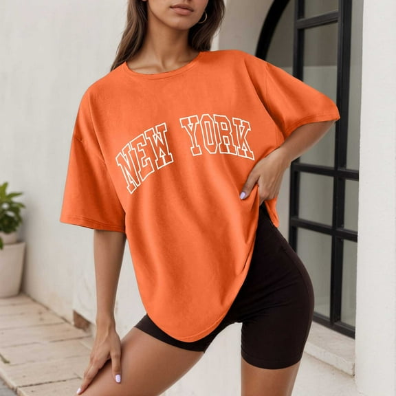 Women's Casual Printed Round Neck Short Sleeved Loose T Shirt Womens S Tops for Women Casual Summer Womens Active Tops Loose Fit Women Compression Shirts Women's Shirts Tunic Raglan T Shirts