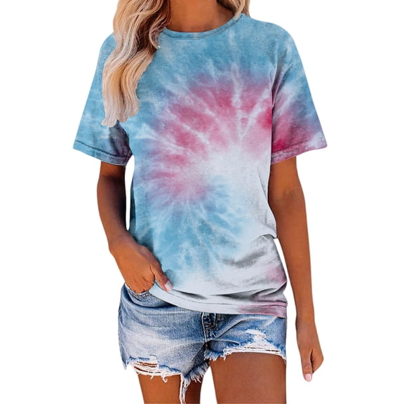 Women's Casual Printed Round Neck Short Sleeved T Shirt