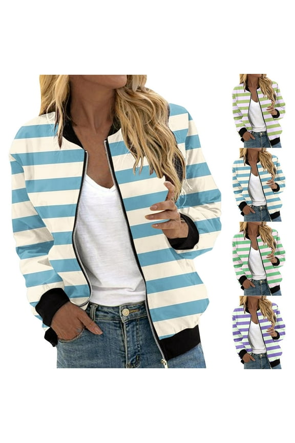 Women's Casual Printed Zippered Coat Jackets Outerwear with Pockets for Daily Wear Streetwear Travel Fashion Essential Gift for Women | CSEONE,Purple L