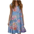 thumbnail image 1 of ZQUUVOU Women's Casual Printes Floar Dress Sleeveless Round Neck Short Floral Dress Light Blue, 1 of 6