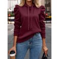 thumbnail image 1 of Women's Casual Puff Long Sleeve Hoodie Lightweight Pullover Tops Padded Shoulder Solid Loose Sweatshirt Fall Outfits, 1 of 5