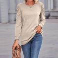thumbnail image 1 of Women’s Casual Puff Sleeve Top Long Sleeve Round Neck Solid Color Loose Blouse Comfortable Fashion Shirt for Spring, Fall, Office and Daily Outfits, 1 of 5