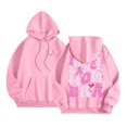 thumbnail image 1 of Women's Casual Pullover Hoodie for Everyday Comfort with Long Sleeve Print Design Round Neck Fashion Hooded Top for Ladies Spring and Autumn Suitable Pink 2XL, 1 of 5