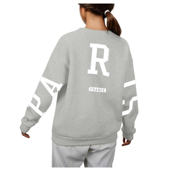 Women's Casual Pullover Loose Fit Round Neck Long Sleeve Letter Print Hoodless Sweatshirt Comfortable Stylish Top