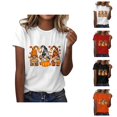thumbnail image 1 of Women's Casual Pumpkin Print T Shirt Short Sleeve Crewneck Loose Fit Tee for Everyday, 1 of 6
