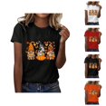 thumbnail image 1 of Women's Casual Pumpkin Print T Shirt Short Sleeve Crewneck Loose Fit Tee for Everyday, 1 of 6