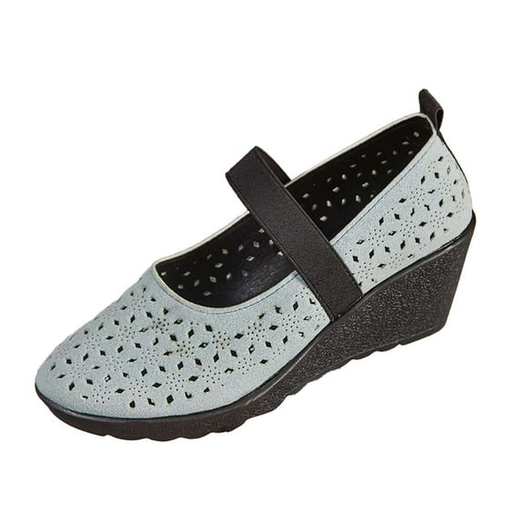 Women's Casual Pumps with Cushioned Insole for All Day Wear Women's Casual Shoes Fashion Hollow Out Elastic Band Wedge Heel On Comfortable Breathable Everyday Walking Shoes