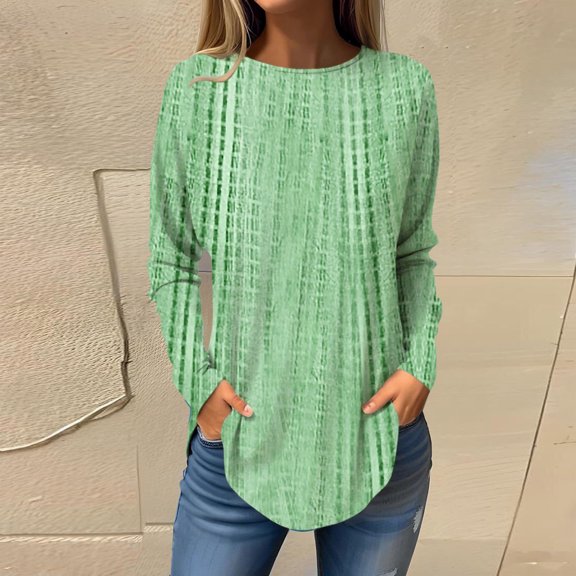 Women's Casual Pure Color Round Neck Drop Shoulder T-Shirt, Fashionable 3/4 Sleeve Top with Curved Hem Design, Soft Breathable Loose Fit Blouse for Summer, Daily Wear, Travel Green XXL