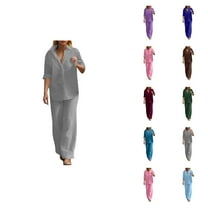 Women's Casual Pure Color Wide Leg Pant Suit 2 Piece Long Pants Outfit Border Fashion Set Summer Pants For Women