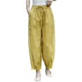 thumbnail image 1 of Women's Casual Relaxed Fit Cotton Linen Blend Wide Leg Pants Versatile And Flattering 9/10th Length Bell Bottom Pants, Size M-2XL, 1 of 3