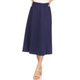 thumbnail image 1 of Women's Casual Relaxed Fit Elastic A-Line Solid and Floral Printed Midi Long Skirt, 1 of 4