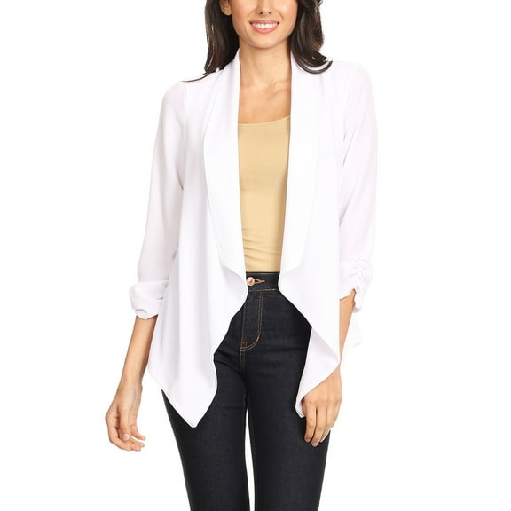 Moa Collection Women's Casual Relaxed Fit Open Front Blazer Jacket