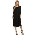 thumbnail image 1 of Women's Casual Relexed Fit 3/4 Sleeve Jersey Knit A-Line Solid Midi Dress, 1 of 4
