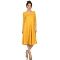 thumbnail image 1 of Women's Casual Relexed Fit 3/4 Sleeve Jersey Knit A-Line Solid Midi Dress, 1 of 4