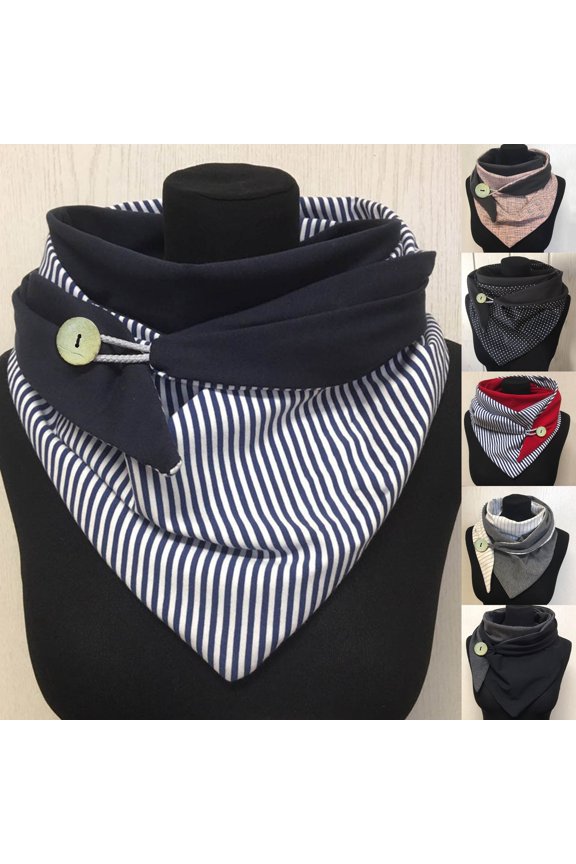 Women's Casual Retro Print Scarf Multi Purpose Shawl with Button Detail
