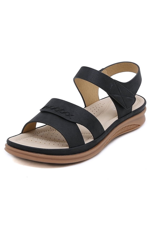 Women's Casual Retro Wedge Sandals - Lightweight Comfortable PU Strappy Summer Shoes with Non-Slip PVC Sole