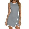 thumbnail image 1 of Women's Casual Rompers Loose Knit Short Overalls Adjustable Strap Jumpsuit Gray, 1 of 8