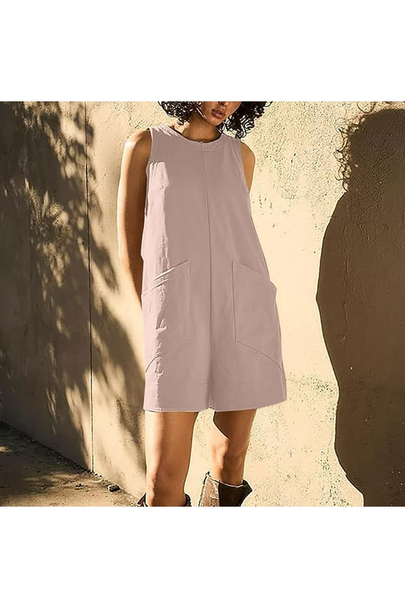 Women's Casual Rompers Stretchy Summer Sleeveless Shorts Jumpsuits With Pockets Ladies Jumpsuits Casual Overlay Suit Long Sleeve Body Suit for Women Overalls for Women Maternity Bod Suit Body Suits