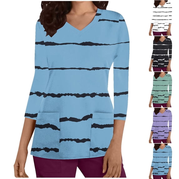 Women's Casual Round Neck 3/4 Sleeve T-Shirt Tops Blouses Tees Solid Color Printed Nursing Clothes for Daily Wear Loungewear Maternity Fashion Essential Gift | CSEONE,Black XL