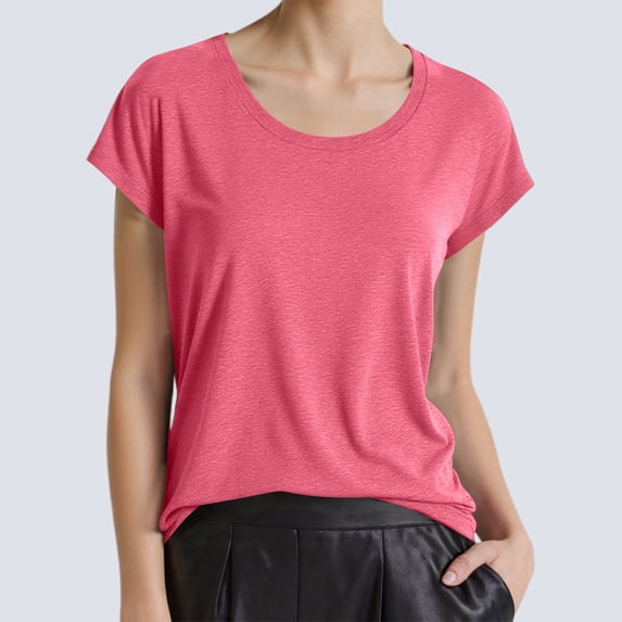 Women's Casual Round Neck Batwing Sleeve Solid Color T Shirt For Spring And Summer Medium Women Shirt Workout Clothes Womens Too Spandex Long Sleeve Sleeve T Short Sleeve Tee Shirt Women Long Sleeve