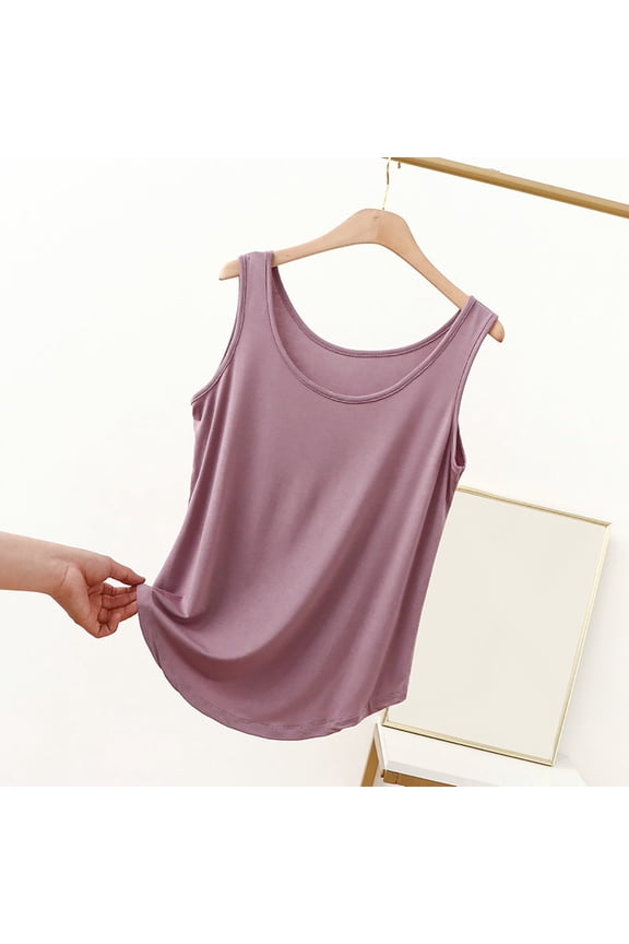 Women's Casual Round Neck Camisole Tank Top for Home and Leisure Wear Comfortable Stretchy Soft Basic Tops for Women plus Size Lace Camisole for Women Extra Long Camisoles for Women Pack