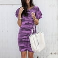 thumbnail image 1 of Women's Casual Round Neck Camouflage Printed Short Sleeve Loose Dress, 1 of 1