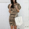 thumbnail image 1 of Women's Casual Round Neck Camouflage Printed Short Sleeve Loose Dress, 1 of 1