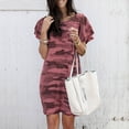 thumbnail image 1 of Women's Casual Round Neck Camouflage Printed Short Sleeve Loose Dress, 1 of 1