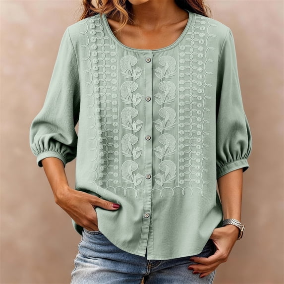 Women's Casual Round Neck Down Short Sleeve Top T Shirt