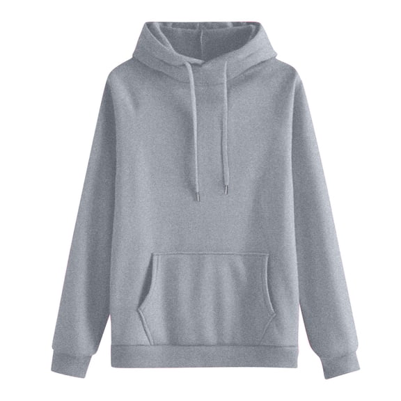Women's Casual Round Neck Long Sleeve Solid Color Hooded Sweatshirt Comfort Pullover for Women Loose Fit Streetwear with Hood,Light Gray,2XL