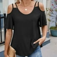 thumbnail image 1 of Women's Casual Round Neck Short Sleeve Blouse Soft Polyester Spandex Stretch Comfortable T-Shirt Top for Daily Wear Work School Party, 1 of 8