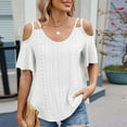 thumbnail image 1 of Women's Casual Round Neck Short Sleeve Blouse Soft Polyester Spandex Stretch Comfortable T-Shirt Top for Daily Wear Work School Party, 1 of 7