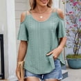thumbnail image 1 of Women's Casual Round Neck Short Sleeve Blouse Soft Polyester Spandex Stretch Comfortable T-Shirt Top for Daily Wear Work School Party, 1 of 8