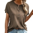 thumbnail image 1 of Women's Casual Round Neck Short Sleeve Button Down T-Shirt Comfortable Stylish Daily Wear Soft Breathable Fabric for Outfits, 1 of 1
