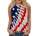 thumbnail image 1 of Women's Casual Round Neck Sleeveless Vest Top, Patriotic Independence Day Print Summer Blouse for Lightweight Layering,Royal Blue L, 1 of 4