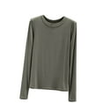 thumbnail image 1 of Women's Casual Round Neck Undershirt Tops Loose Fitting Solid Color Shirt Long Sleeve Sleep Tee Tops Long Sleeve Sweatshirt Women S-172 Dark Gray XL, 1 of 5