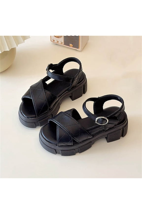 Women's Casual Round Toe Platform Sandals with Thick Sole and Chunky Heel