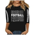 thumbnail image 1 of Women's Casual Rugby Letter Printed T-Shirt Ladies Round Neck Three Quarter Sleeve Soft Comfortable Stylish Top, 1 of 1