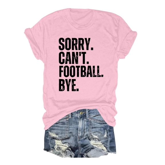 Women's Casual Rugby Print Crewneck Tee Loose Fit Short Sleeve Shirt Comfortable Breathable Blend Top Stylish Streetwear