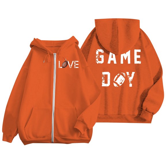 Women's Casual Rugby Printed Zipper Hoodie Pullover Warm Comfortable Stylish Streetwear Fashion Outerwear