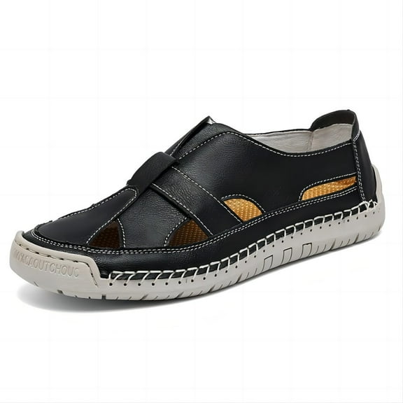 Women's Casual Sandals Outdoor Hollow Lightweight Arch Support Summer Beach Non-Slip Slip-on Flat Soft Walking Shoes Black 11 US