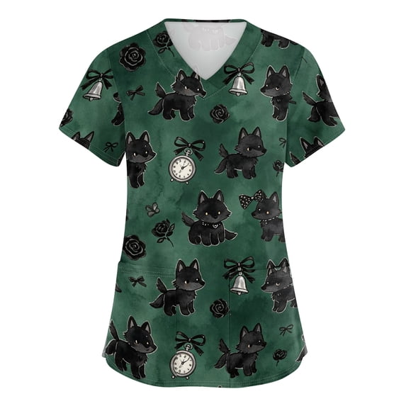 Women's Casual Scrub Tops Stretchy Medical Uniform Shirts with Pockets