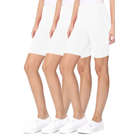 Women's Casual Seamless Elastic High Waist Running Yoga Biker Shorts Pants (Pack of 3)